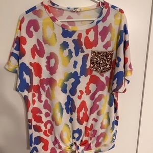 Multi color leopard top